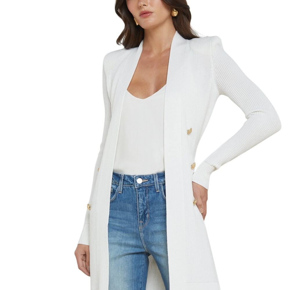 L'Agence Double-Breasted White Noe Cardigan Size S